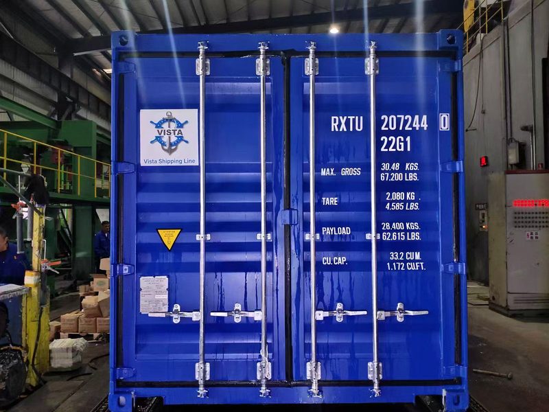 Doors of a Vista Shipping Line container with CSC plate