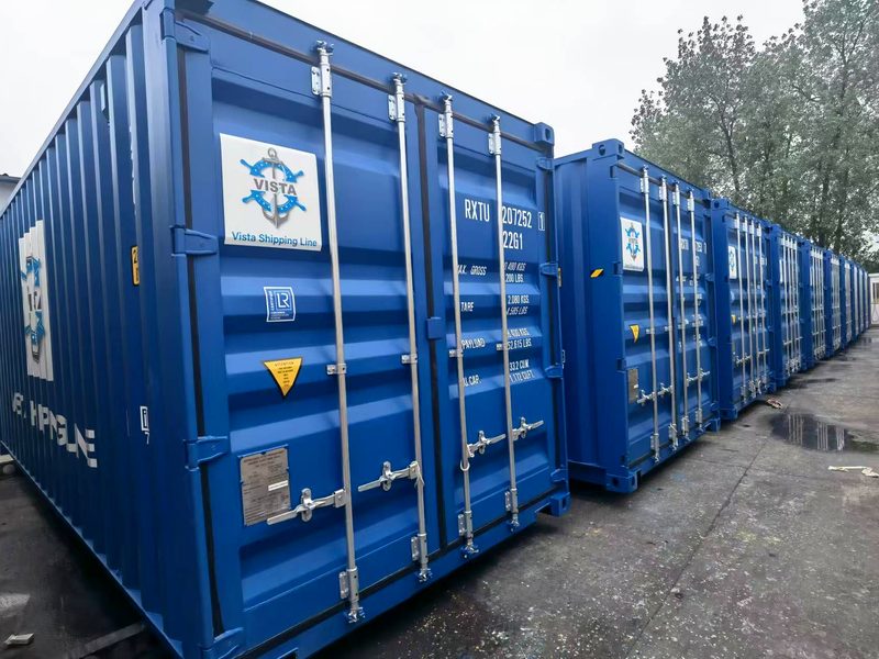 Row of new Vista Shipping Line 40ft containers